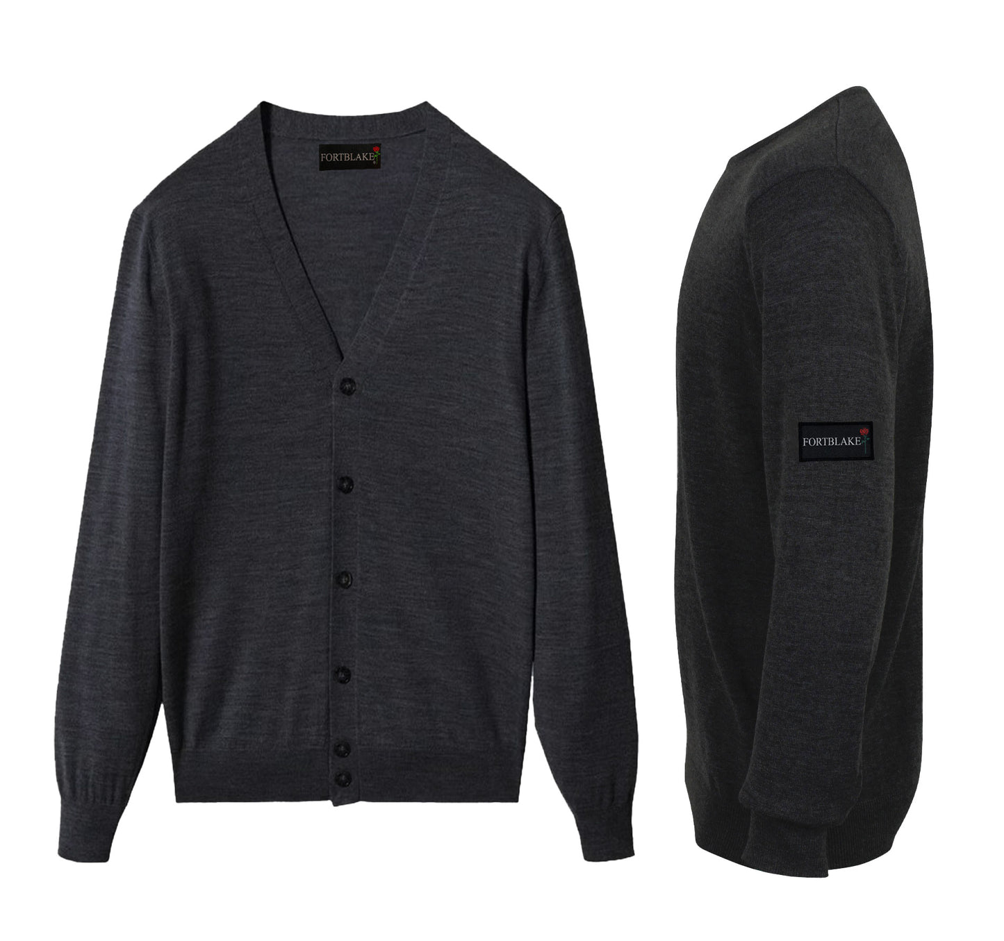 CARDIGAN CON BOTTONI GRIGIO SCURO CON BANDIERA FORTBLAKE