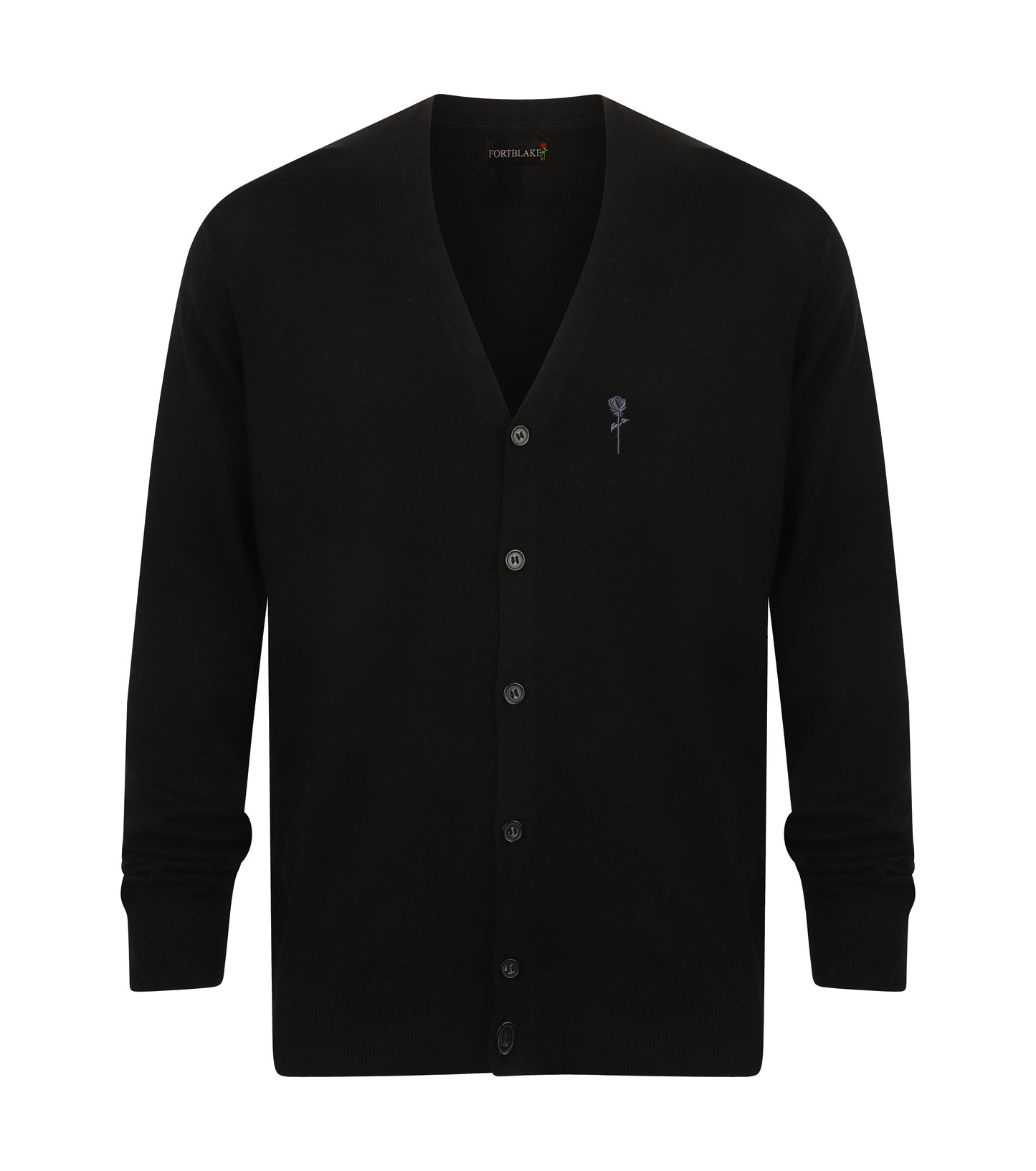 FORTBLAKE SHADOW BLACK BUTTON CARDIGAN