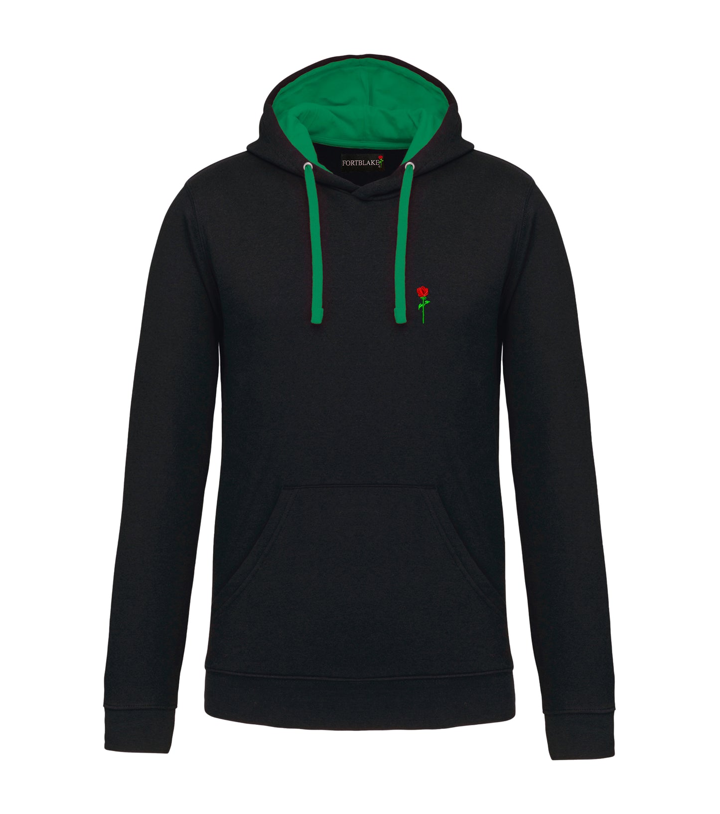 Sweat à capuche bicolore noir/vert classique Fortblake