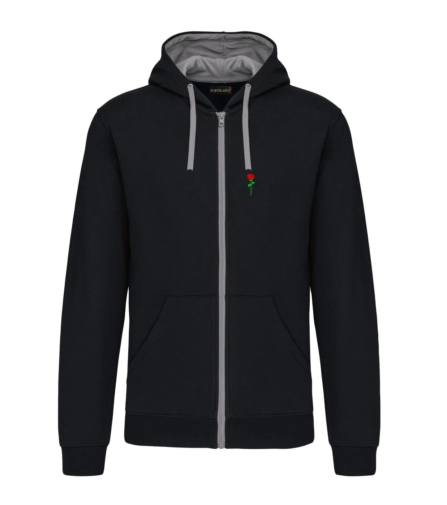 FELPA CON CAPPUCCIO E ZIP BICOLORE NERO/GRIGIO FORTBLAKE CLASSIC