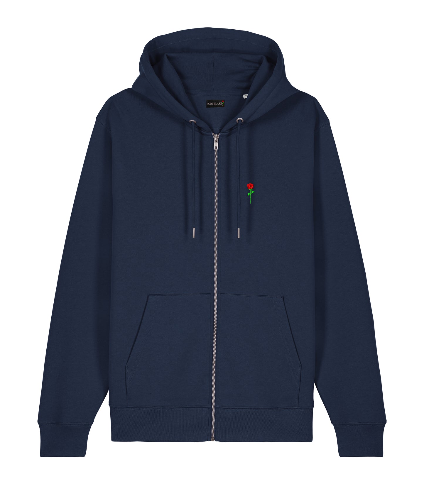 Sweat à capuche zippé classique bleu marine Fortblake