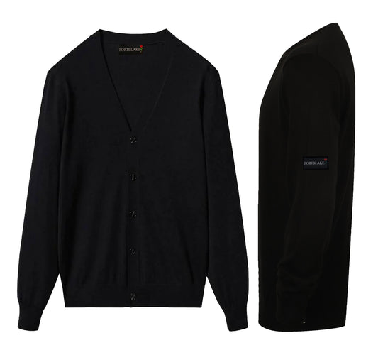 FORTBLAKE FLAG BLACK BUTTON CARDIGAN