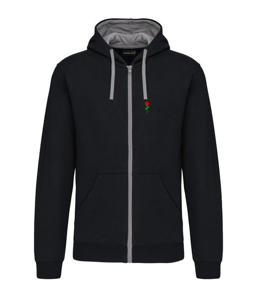 FELPA CON CAPPUCCIO E ZIP BICOLORE NERO/GRIGIO FORTBLAKE CLASSIC