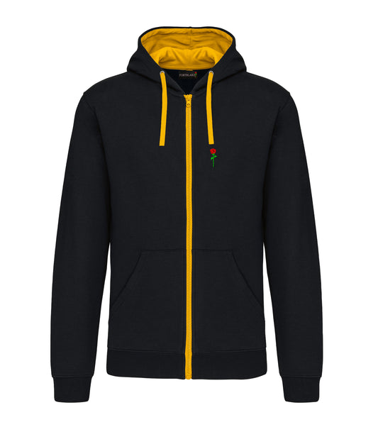 FELPA CON CAPPUCCIO E ZIP BICOLORE NERO/GIALLO FORTBLAKE CLASSIC