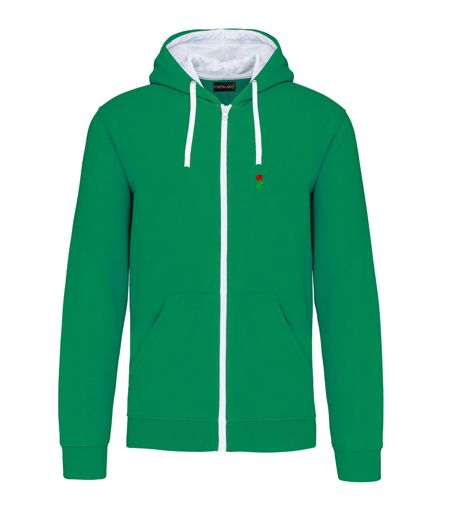 FELPA CON CAPPUCCIO E ZIP BICOLORE VERDE/BIANCO FORTBLAKE CLASSIC