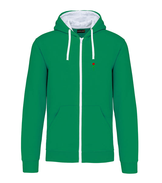 FELPA CON CAPPUCCIO E ZIP BICOLORE VERDE/BIANCO FORTBLAKE CLASSIC