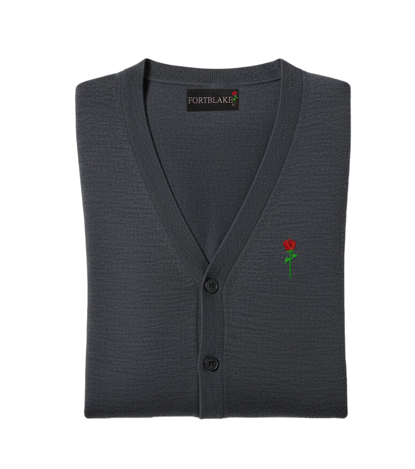 FORTBLAKE CLASSIC DARKGREY BUTTON CARDIGAN