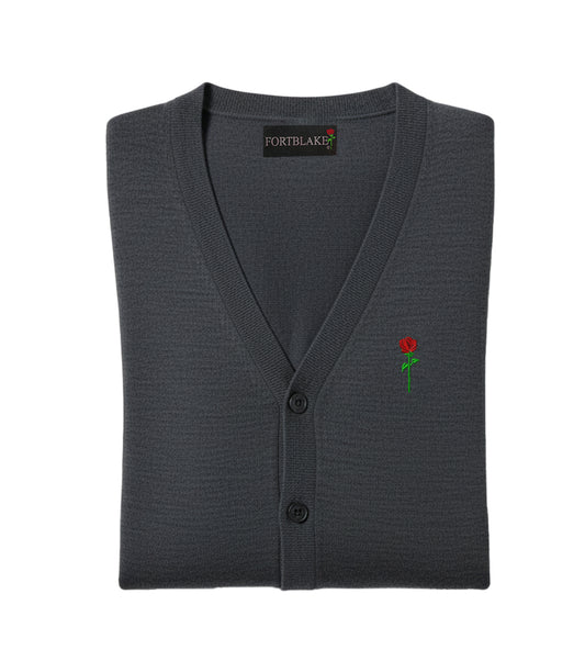 FORTBLAKE CLASSIC DARKGREY BUTTON CARDIGAN