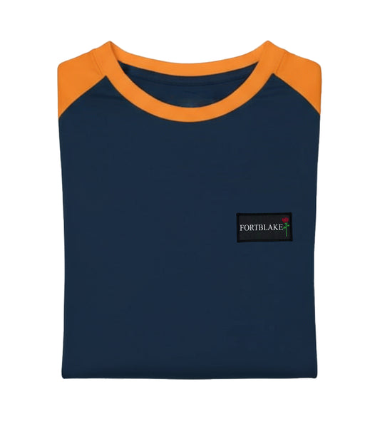 T-SHIRT BICOLORE BLU NAVY/ARANCIONE FORTBLAKE