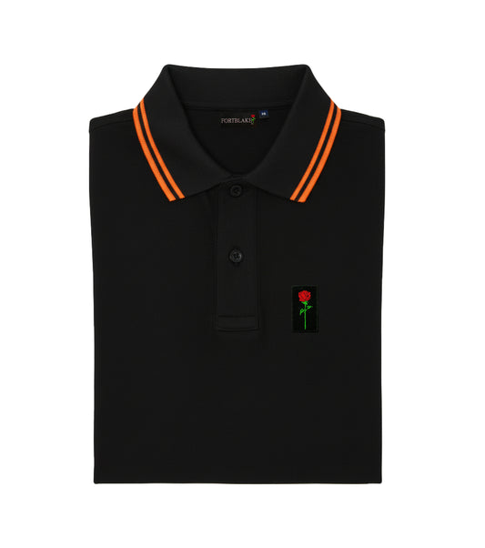 FORTBLAKE BLACK/ORANGE TIPPED POLOSHIRT