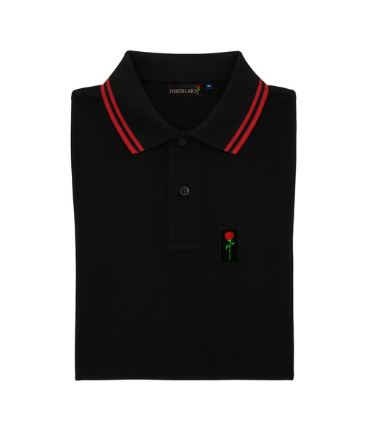 FORTBLAKE BLACK/RED TIPPED POLOSHIRT