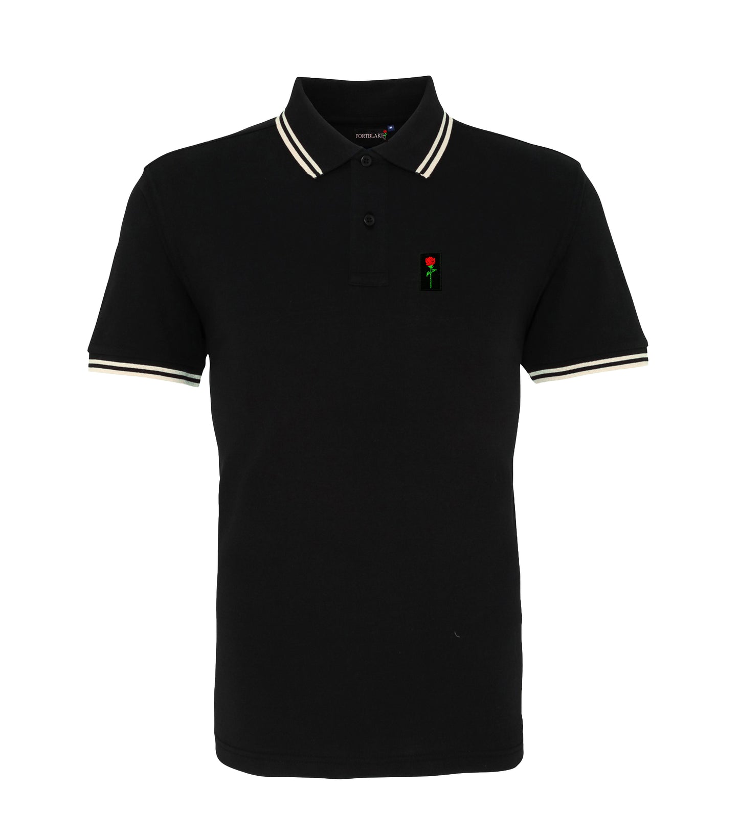FORTBLAKE BLACK/WHITE TIPPED POLOSHIRT