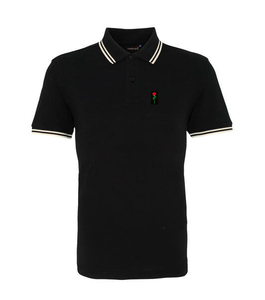 FORTBLAKE BLACK/WHITE TIPPED POLOSHIRT