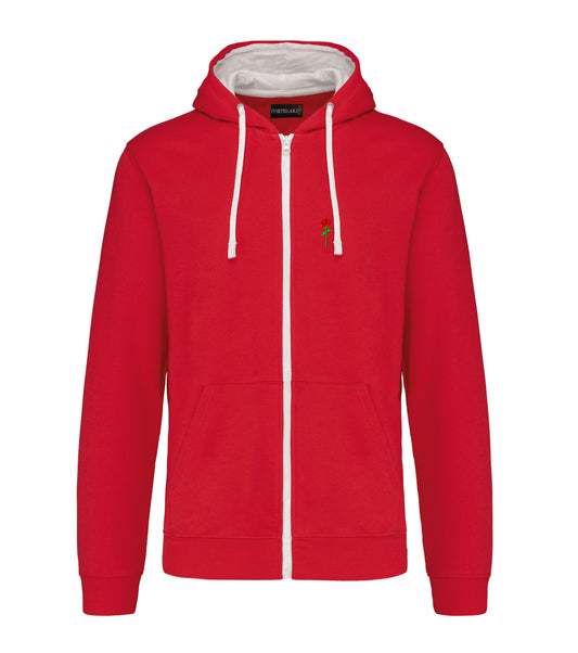 FORTBLAKE CLASSIC RED/WHITE BICOLOR ZIP HOODIE