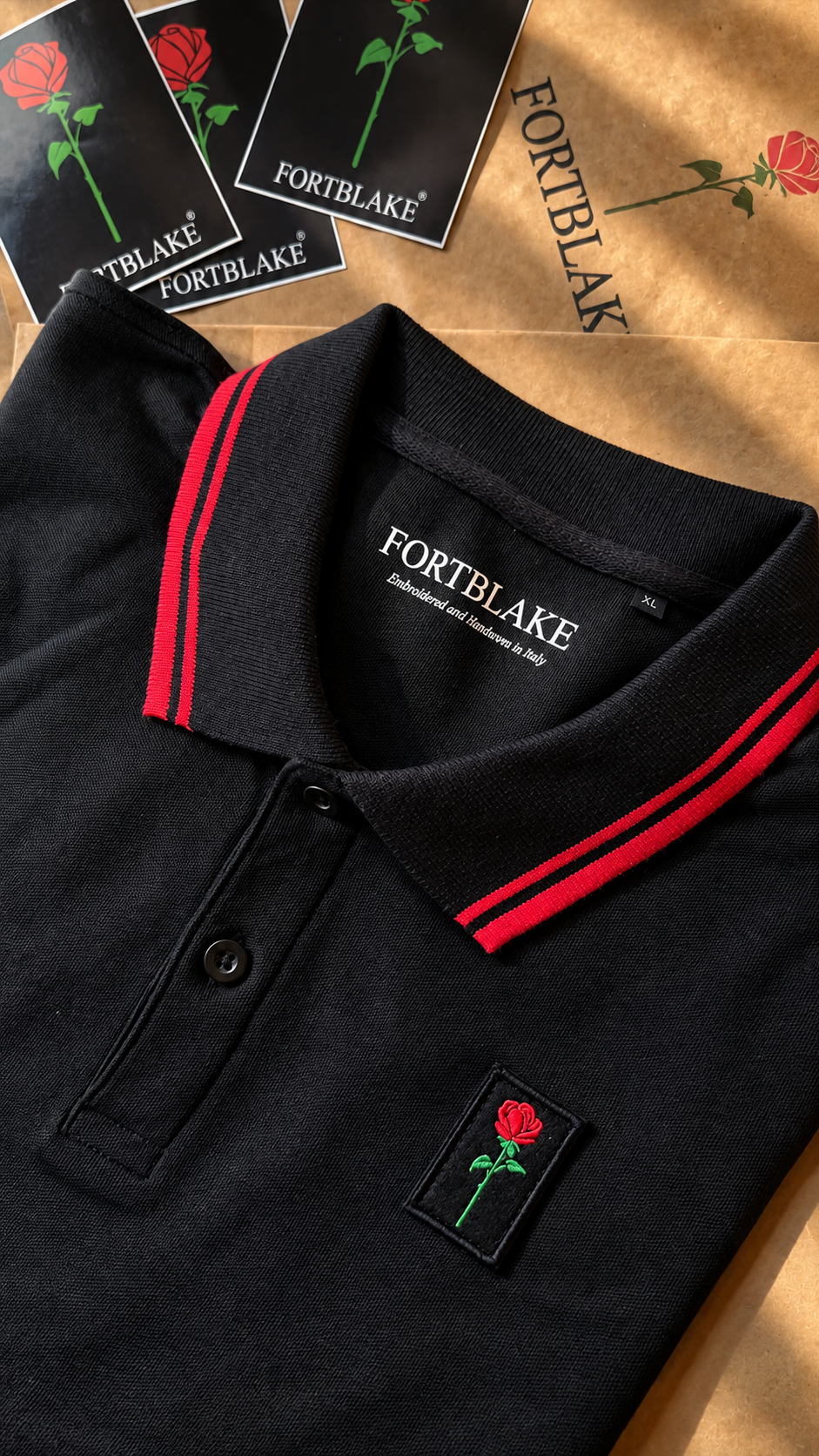 POLO FORTBLAKE CON PUNTA NERA/ROSSA