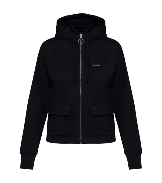 FORTBLAKE WOMAN BLACK POCKET HOODIE